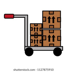 cart with pile carton boxes