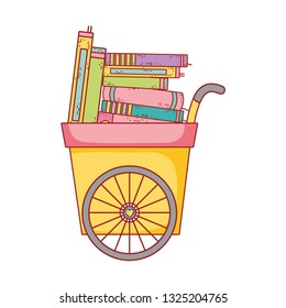cart with pile text books day celebration