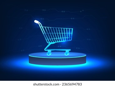 Cart placed on top of the podium Online shopping is available at any time. Increases convenience by not having to go to the storefront.