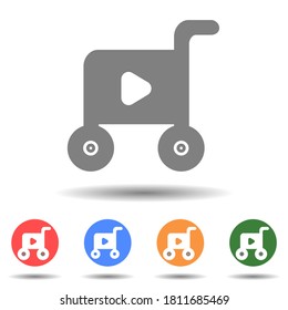 Cart with play button cart icon vector logo isolated on background
