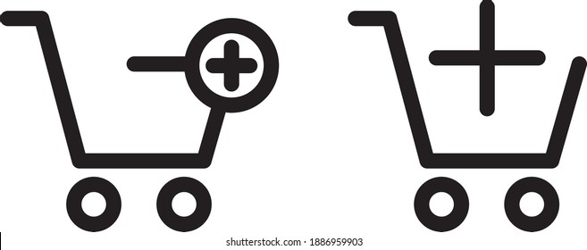 Cart With plus symbol symbolising Procurement, vector icon,