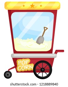 a cart of popcorn ready to serve customer