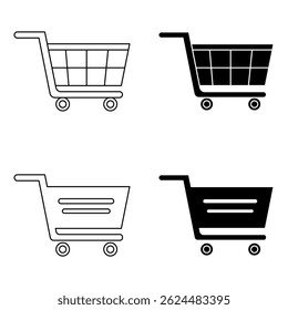 Cart with Product icon set. Cart with Product vector icon in line design for web design, logo and mobile app. Symbol of Cart with Product on white background. Vector illustration.