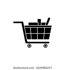 Cart with Product icon. Cart with Product vector icon in line design for web design, logo and mobile app. Symbol of Cart with Product on white background. Vector illustration.