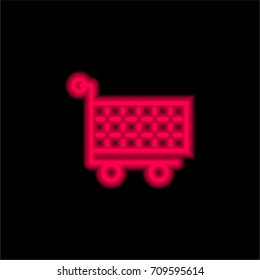 Cart red glowing neon ui ux icon. Glowing sign logo vector