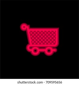 Cart red glowing neon ui ux icon. Glowing sign logo vector