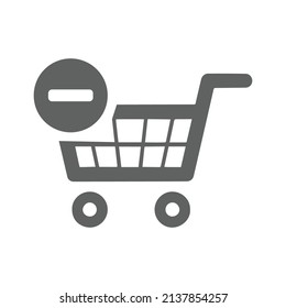 Cart remove, delete icon. Gray vector graphics.