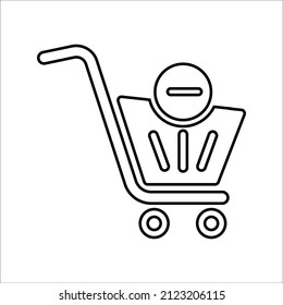 Cart, remove, delete icon. Diseño de vector de contorno.