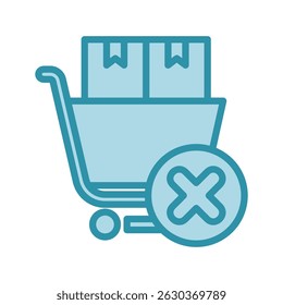 Cart Remove dual tone blue color, mini illustration icon. use for modern concept, print, UI, UX kit, web and app development. Vector related to sales, logistic and ecommerce