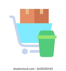 Cart Remove flat color, mini illustration icon. use for modern concept, print, UI, UX kit, web and app development. Vector related to sales, logistic and ecommerce