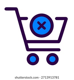 Ícone de remoção do carrinho. Uma ilustração vetorial linear do carrinho remove isolados sobre fundo branco.