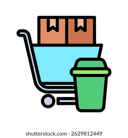 Cart Remove outline color, mini illustration icon. use for modern concept, print, UI, UX kit, web and app development. Vector related to sales, logistic and ecommerce

