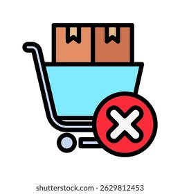 Cart Remove outline color, mini illustration icon. use for modern concept, print, UI, UX kit, web and app development. Vector related to sales, logistic and ecommerce

