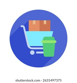 Cart Remove rounded flat color, mini illustration icon. use for modern concept, print, UI, UX kit, web and app development. Vector related to sales, logistic and ecommerce