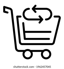 Cart return shopping icon. Outline Cart return shopping vector icon for web design isolated on white background