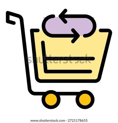 Cart return shopping icon. Outline Cart return shopping vector icon for web design isolated on white background color flat