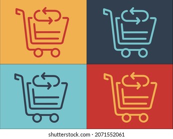 Logotipo de compra de retorno de carro, sencillo icono plano de carro, tienda, mercado