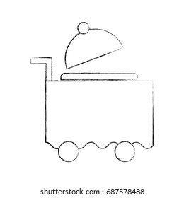 cart room service with tray server isolated icon