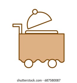 cart room service with tray server isolated icon