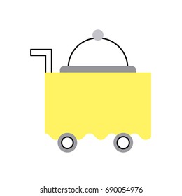 cart room service with tray server isolated icon