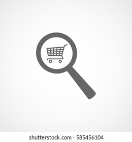 Cart Search Flat Icon On White Background 