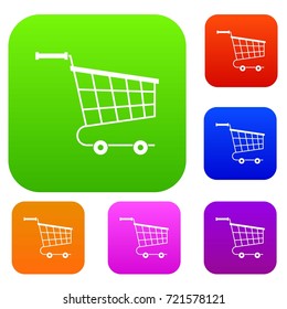 Cart set icon color in flat style isolated on white. Collection sings vector illustration