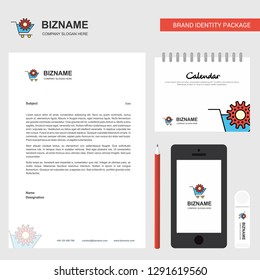 Cart setting  Business Letterhead, Calendar 2019 and Mobile app design vector template