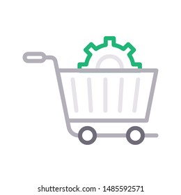 cart setting colour line vector icon