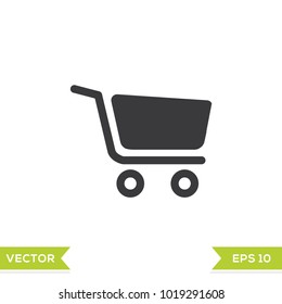 cart shop black web icon flat on white background vector template illustration 