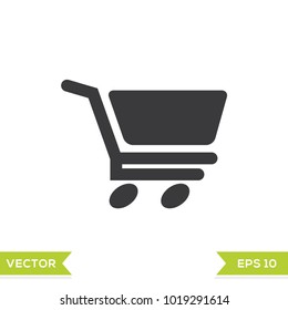 cart shop black web icon flat on white background vector template illustration 