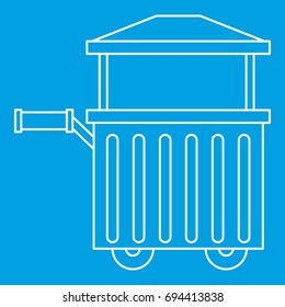 Cart shop icon blue outline style isolated vector illustration. Thin line sign