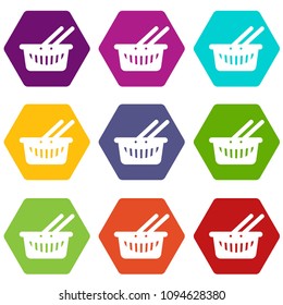 Cart shop icons 9 set coloful isolated on white for web