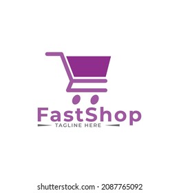 plantilla vectorial del icono del logotipo de la tienda de carritos.