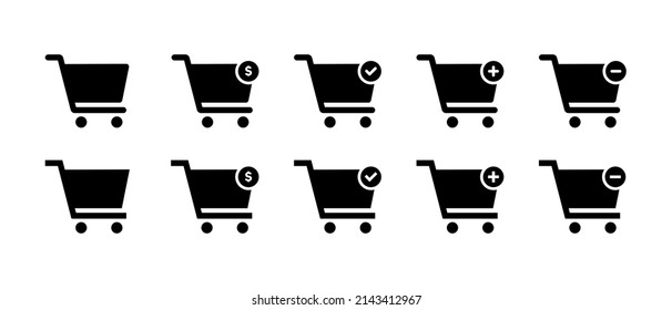 Cart shop vector icons set. Shopping bag symbol UI