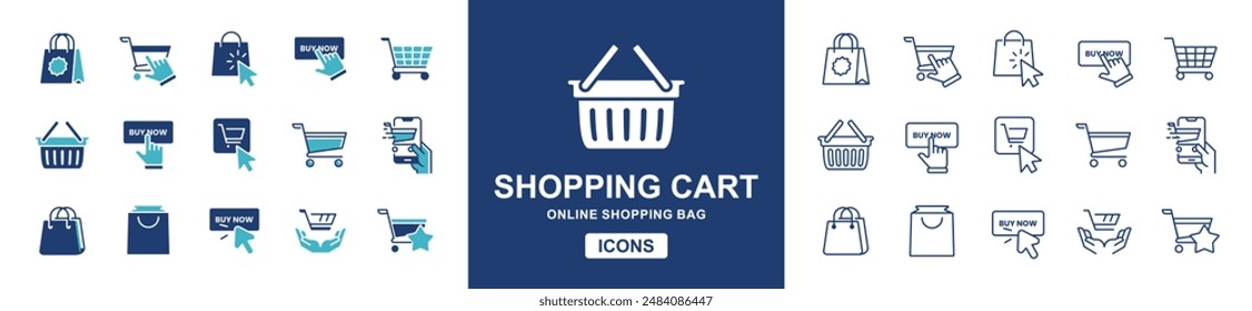 cart shopping bag icon vector set online purchase shopping basket trolley signs illustration collection