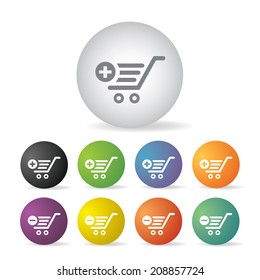 cart shopping  button icon set  