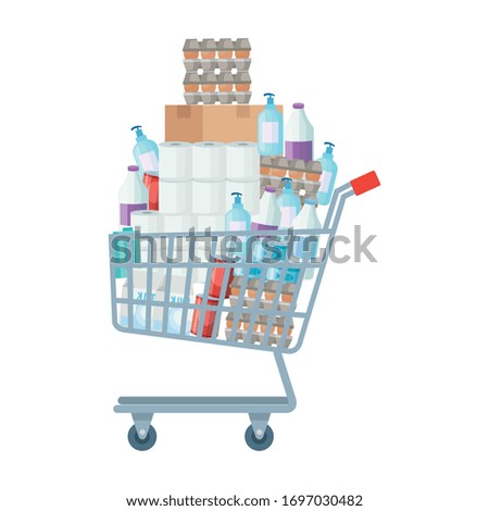 cart shopping with excess groceries vector illustration design Foto d'archivio © 