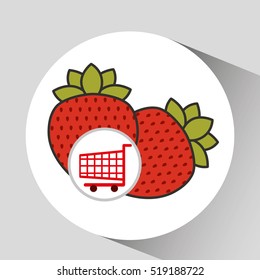 cart shopping fruit strawberry icon graphic vector illustration eps 10