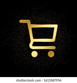 cart, shopping gold icon. Vector illustration of golden particle background.