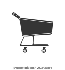 Cart Shopping Icon Silhouette Illustration. Supermaket Vector Graphic Pictogram Symbol Clip Art. Doodle Sketch Black Sign.