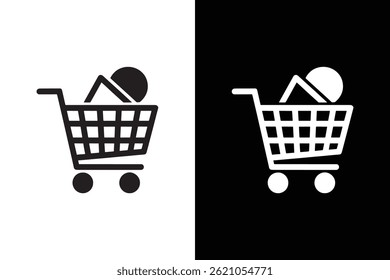 Cart Shopping icon vector on White Background ,Vector Art Illustration on white background.