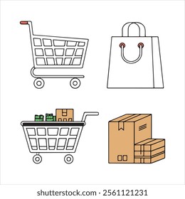 cart and shopping icons vector eps editable file