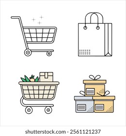 cart and shopping icons vector eps editable file