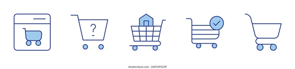 cart, shopping, online shopping, shopping cart. Shopping cart Icon vector illustration. Line Duotone style. Editable stroke.