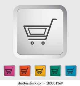 Cart. Single flat icon on the button. Vector illustration.