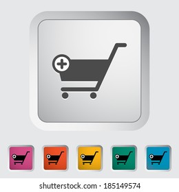 Cart. Single flat icon on the button. Vector illustration.