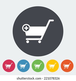 Cart. Single flat icon on the circle. Vector illustration.