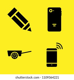 cart, smartphone, pencil and smartphone vector icon set. Sample icons set for web and graphic design
