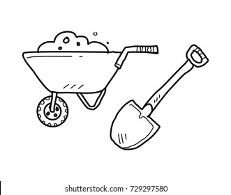 cart & spade doodle