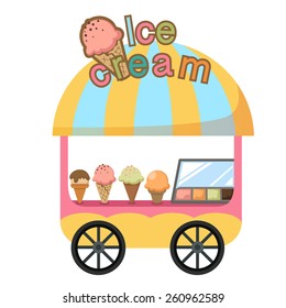 cart stall and a ice cream vector illustration on white background